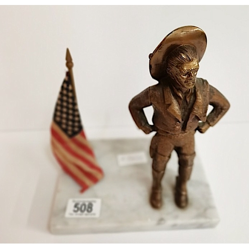 508 - A brass Cowboy Figure Mounted on Marble Base