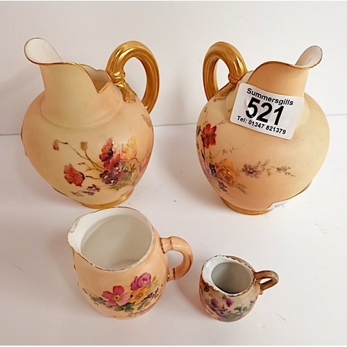 521 - 2 x Worcester porcelain ivory blush Jugs & 2 small Jugs dating from around 1890s (chip to med si... 