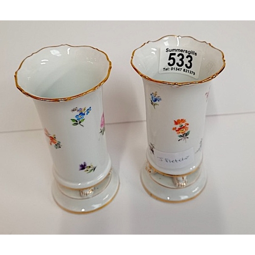 533 - A Pair of  Dresden porcelain Vases with floral decoration ex. condition