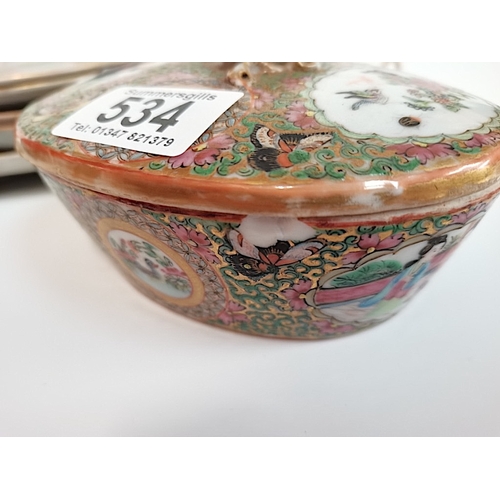 534 -  Chinese Famille Rose Plates & Trinket Boxes