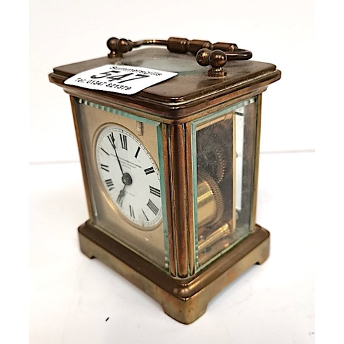 547 - Brass Carriage Clock by Goldsmiths & Silversmiths Co London