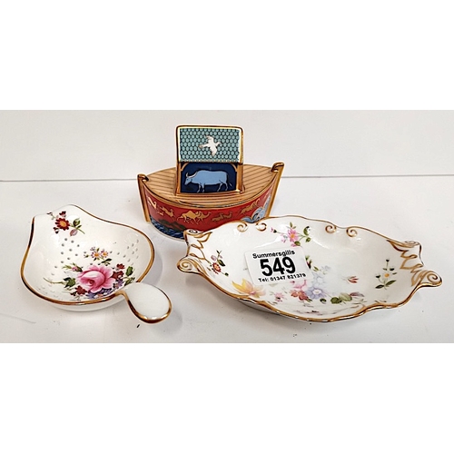 549 - Crown Derby Noahs Ark & 2 X Derby Posies