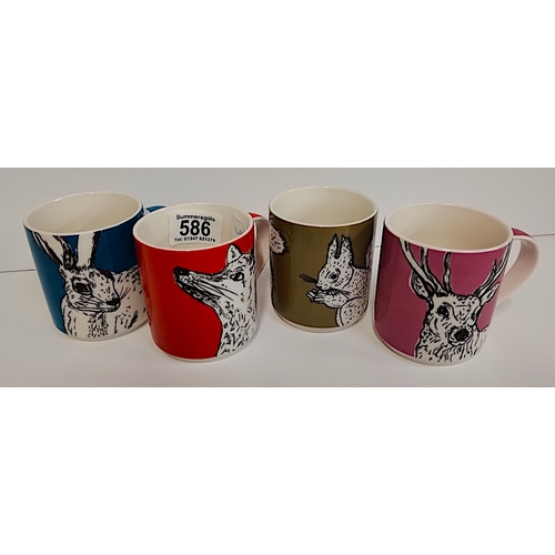 586 - 4 china Mugs 