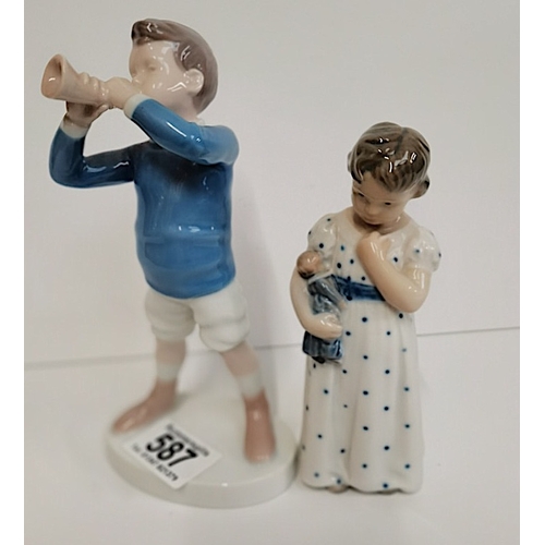 587 - 2 x Royal Copenhagen porcelain Figures