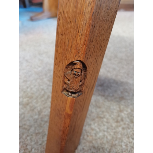 916 - Gnomeman stool with Yorkshire Rose decoration - Mouseman interest