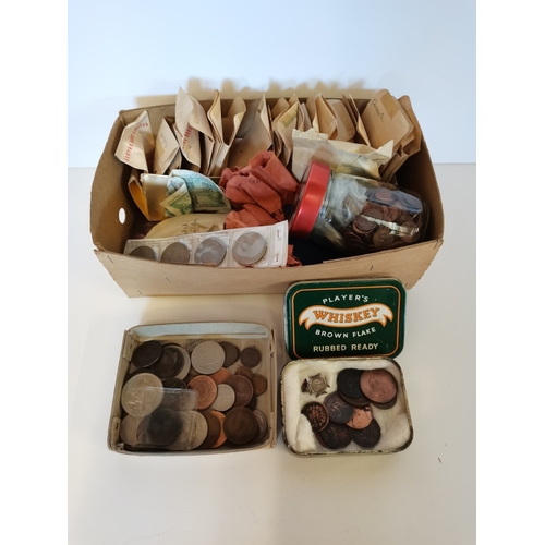 669 - Box of World Coins incl early Victorian Penies