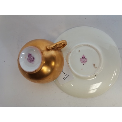 814a - Worcester cup and saucer in the fruit pattern design signed on saucer ( cup damaged repaired)