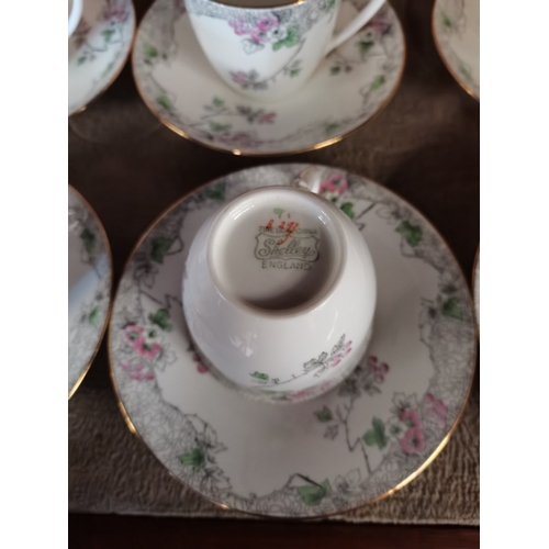 841 - Shelley 6 pce tea service ( 1 cup missing)