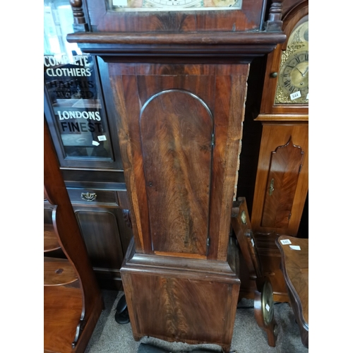 843 - Antique Mahogany longcased clock with brass face