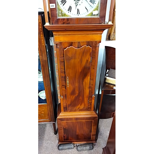 890 - Antique Mahogany longcased clock with painted face by Ben Farrer Pontefract