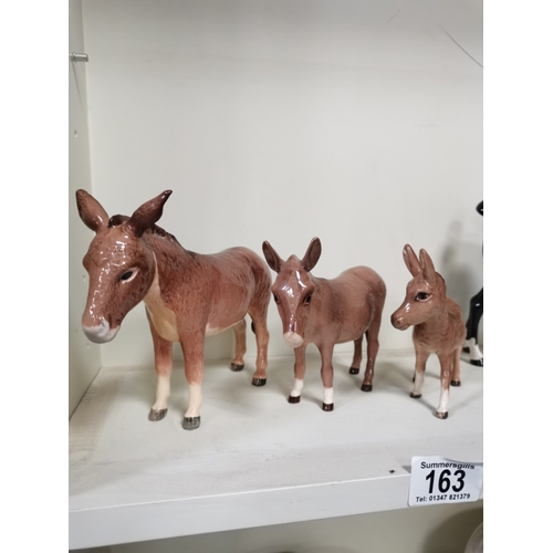 163 - 3 Beswick Donkeys