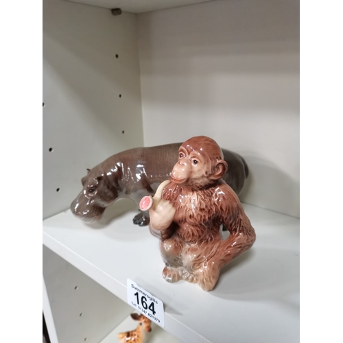 164 - Beswick Hippo & Smoking Monkey