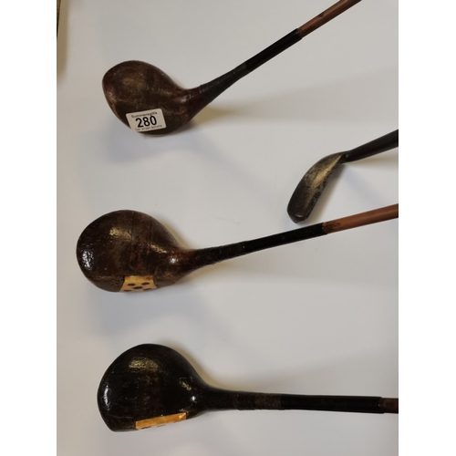 280 - 4 X Golf Clubs incl putter St Andrews