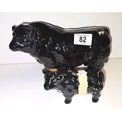 82 - Beswick Whiskey decantor black bull and belted Galloway Not marked