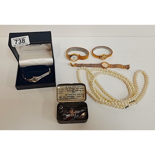 738 - Gold Bangle, Watches etc