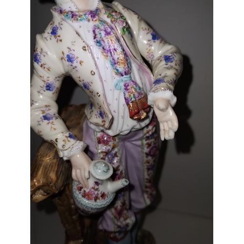 983 - Continental porcelain figures 37cm in the style of Meissen (damaged)