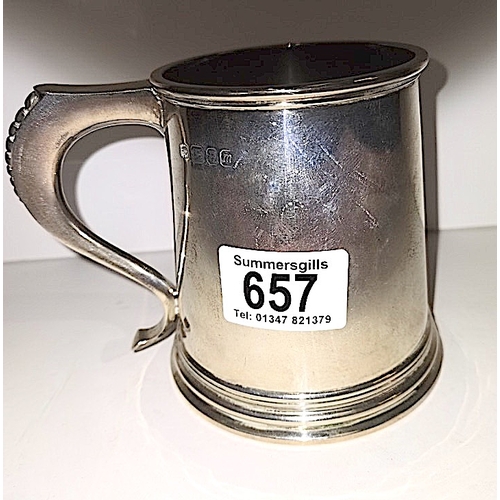 657 - Silver Tankard Engraved with PJK 375g