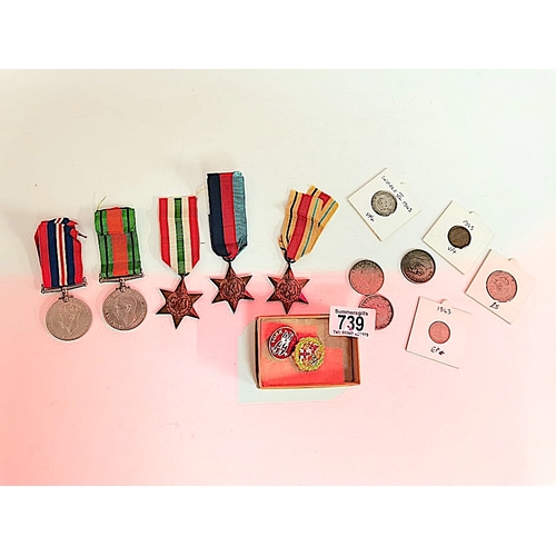 739 - 2nd World War Medals plus coins etc