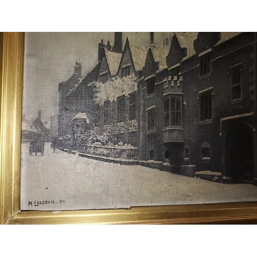 780 - Oil painting of the Chancery in Lincoln by Marian Logsdail 1862-1910 35cm x 32cm