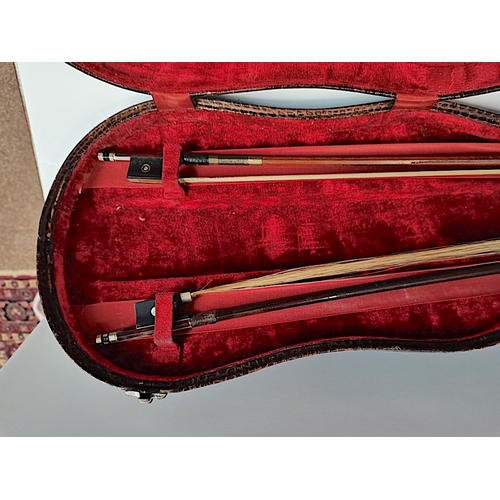 512 - Violin signed & made in Dresden with 2 x bowls & crocodile style case marked no. 509 signed... 