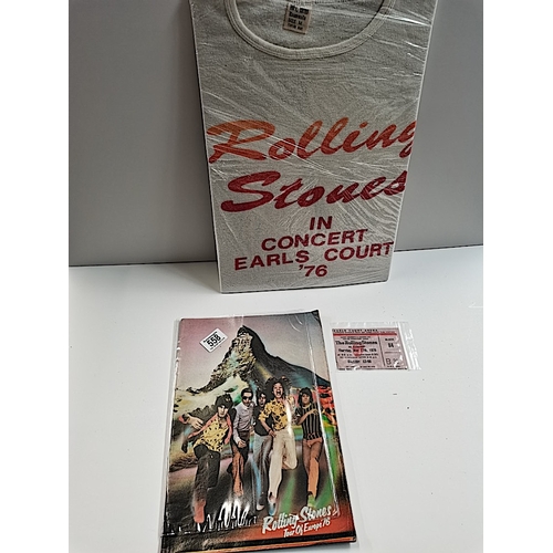 558 - The Rolling Stones Ticket, T-Shirt & Programme 1976    The Rolling Stones' Tour of Eur... 