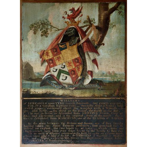 785 - An early possibly 17th century wooden plaque of THE WILLIAMS from Castle Howard 64cm x 46cm( We beli... 