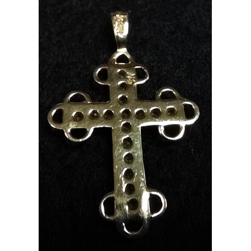 740c - 9ct gold Celtic cross with white stones 