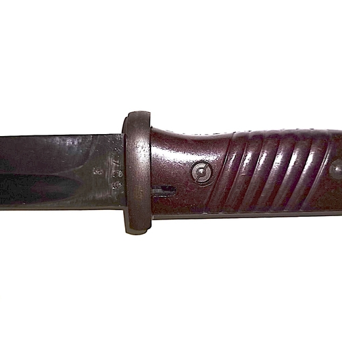 725 - WW2 German K98 bayonet with SS marked late war leather frog