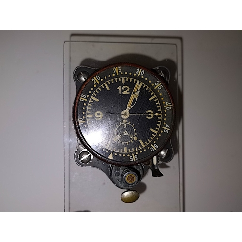 730 - WW2 German Luftwaffe Aircraft clock used in a Messerschmitt 109 aircraft plus Luftwaffe cloth badge