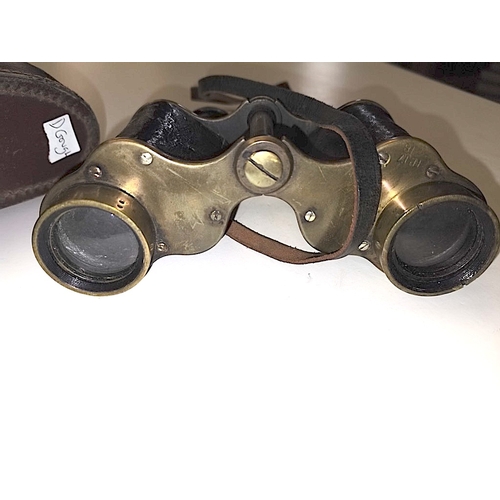 730a - Ross of London no.51830 binoculars, plus Drittes Reich SS marked penknife and German brass badge