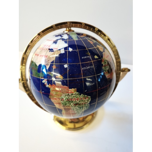 483 - 30cm blue crystallite ocean with gemstone world Globe