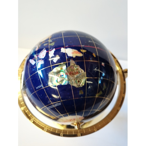 483 - 30cm blue crystallite ocean with gemstone world Globe