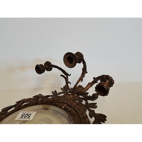 505 - Wilson & Sharp Brass Barometer with Candle sconses