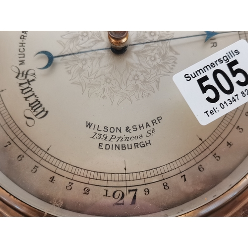 505 - Wilson & Sharp Brass Barometer with Candle sconses