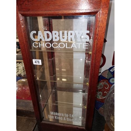 478 - A Mahogany Table Top Display Cabinet 82 X 33cm marked Cadburys ( Ex. Condition )