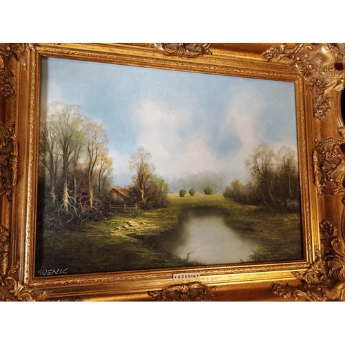 488 - A pair of 20th century oil paintings by Koenig with carved gold gilt frames excellent condition... 