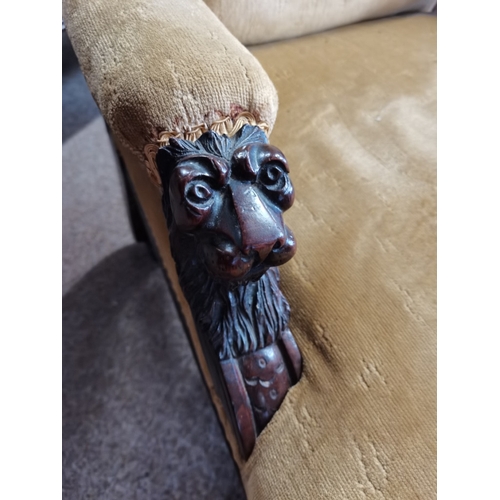 964 - Victorian Mahogany Gentleman's chair with animal head decoration