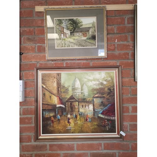 360a - Oil by Sedward and Watercolour of cottage scene