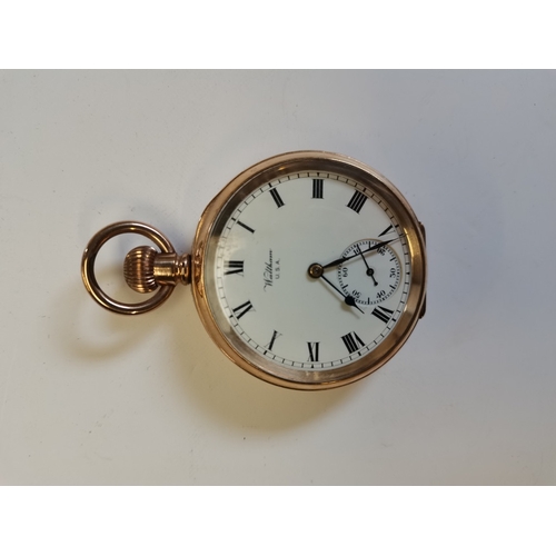 631 - Gents Gold Pocket Watch by Wattham on stand( WORKING )