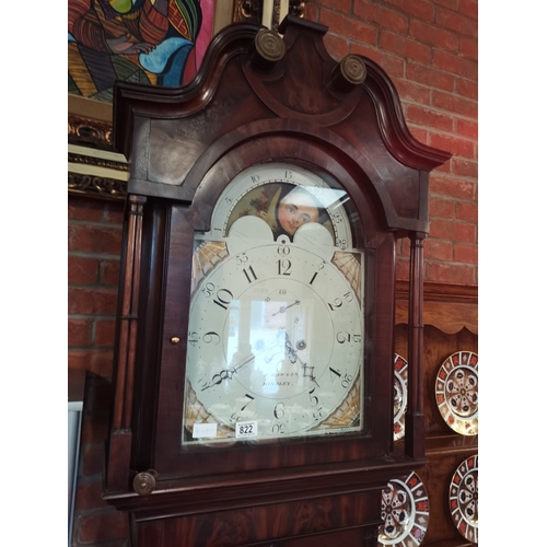 822 - An 8 day longcase clock with painted face by R Lawson Hindley