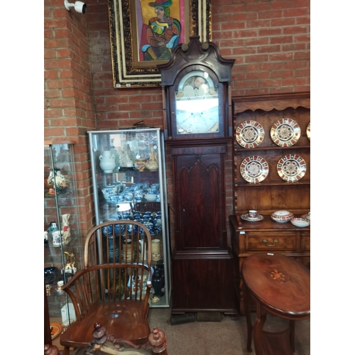 822 - An 8 day longcase clock with painted face by R Lawson Hindley