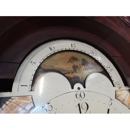 822 - An 8 day longcase clock with painted face by R Lawson Hindley