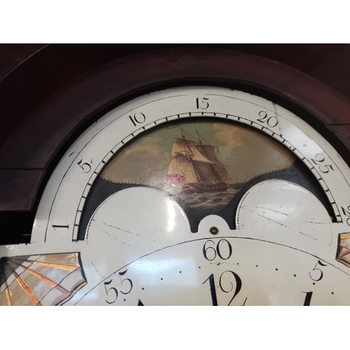 822 - An 8 day longcase clock with painted face by R Lawson Hindley