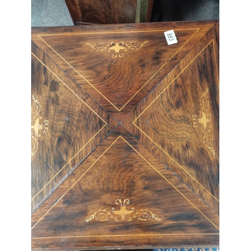 883 - Antique Rosewood and inlaid envelope table with inlay