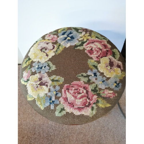 432 - Victorian Mahogany music stool with tapestry seat