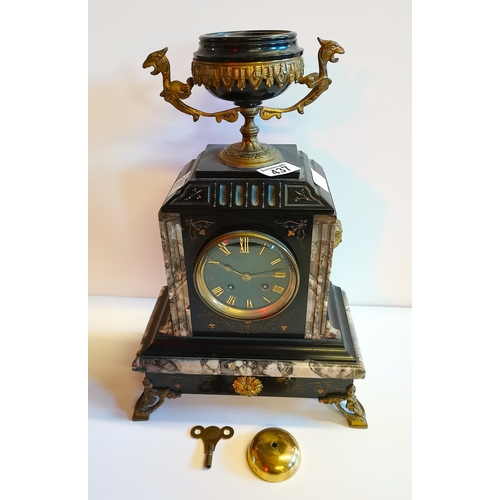 437 - Marble mantle clock