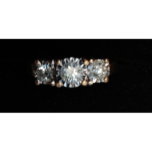 682 - Diamond 3 stone ring set in Platinum 18ct gold size M no wear