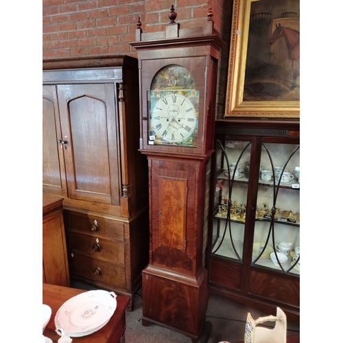 766 - 8 Day Long case clock C1840 Scottish Mahogany by Geo. Douglas Holytown Glasgow.  Fully refurbished e... 