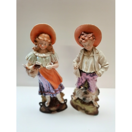 870o - Pair of Victorian figures plus Balmaiden of Cornwall (Tin Mine) figure 40cm