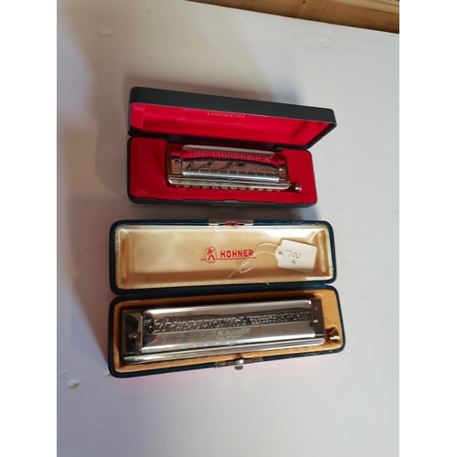 707a - 2 x Germany Harmonicas by M Horner in cases and good condition